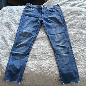 Vince Blue Straight Leg Frayed  Jeans